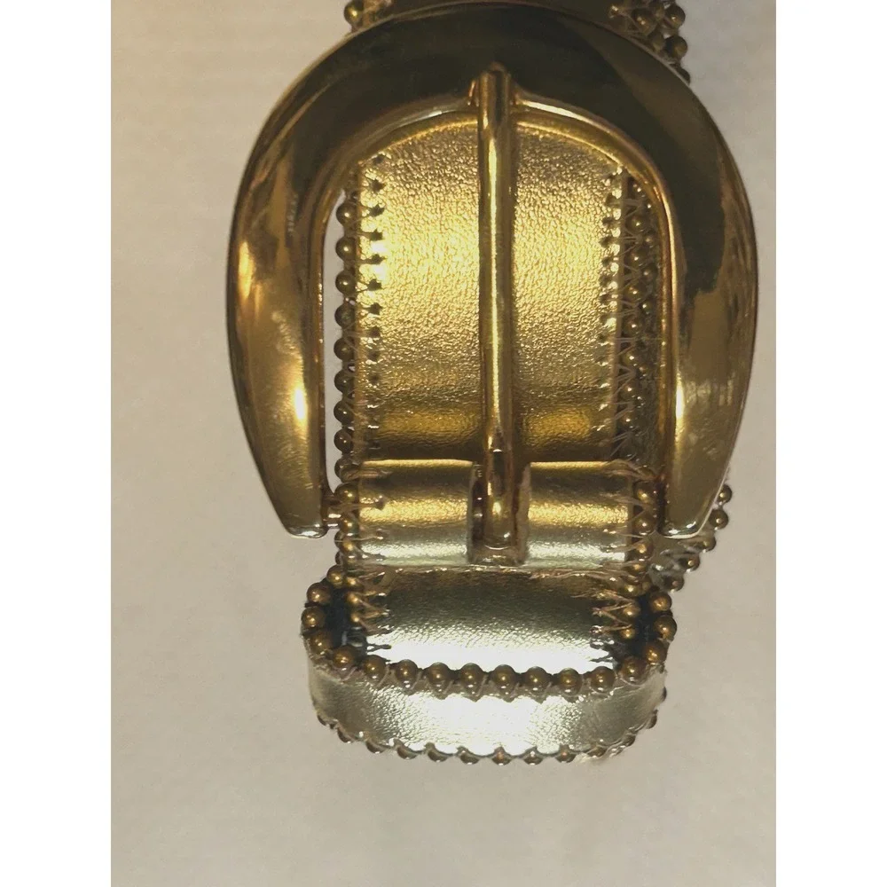 Two Blondes - Women's - Gold Colored Belt Genuine Soft Leather Buckle - 1